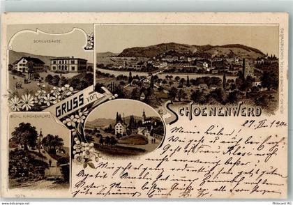 5012 Schönenwerd SO 1900 Lithographie Schulgebäude Bühl Kirchplatz Klein... - 13616046