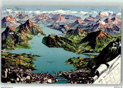 6440 Vierwaldstättersee 1910 - Vogelschau - 39402833