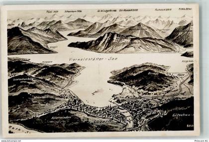 6440 Vierwaldstättersee - Landkarte Vogelschau Meggen Wesernlin Horw - 39696138