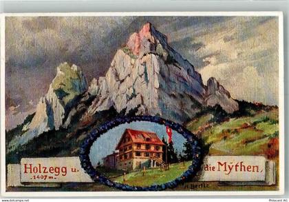 8849 Alpthal Künstlerkarte sign. Bertle, M. Holzegg Mythen - 10700204