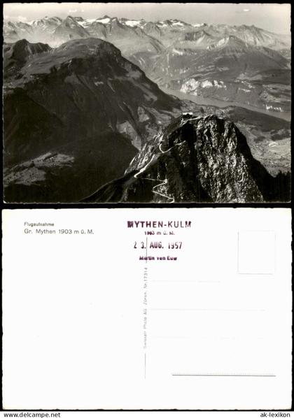 Rickenbach-Schwyz Flugaufnahme Grosser Mythen mit Mythen-Kulm 1957
