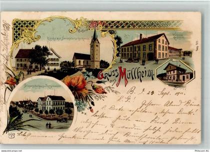 8555 Müllheim Dorf Grüneck 1901 BOAKC Weberei Grüneck Bahnhof Lithograph... - 13700207