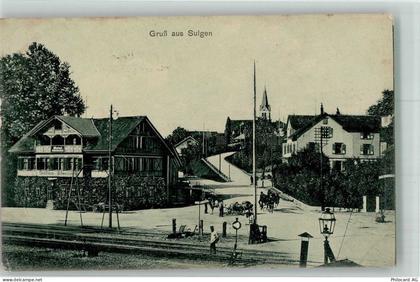 8583 Sulgen 1908 Gebrauchsspuren Gasthaus Schweizerhof Bahnübergang Leim... - 13596556