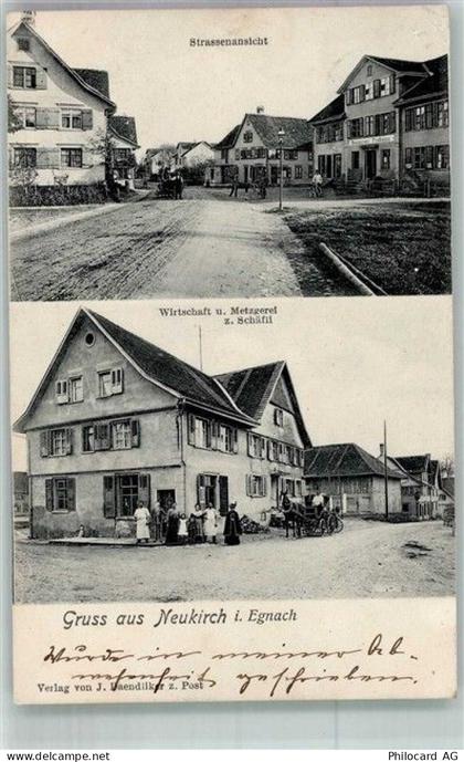 9315 Neukirch Egnach 1906 Foto AK Gasthaus und Metzgerei zum Schäfli Str... - 13673957