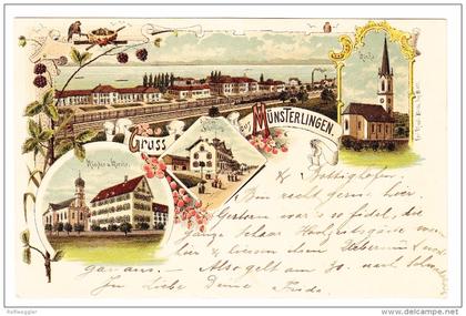 AK TG Münsterlingen Gruss aus Litho Carl Künzli #652 ges. 13.7.1899 Bottighofen nach Tägerweilen