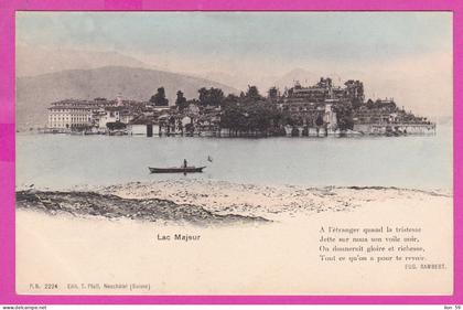 296771 / Switzerland TI Ticino - Lac Majeur , Lake Maggiore , Lago Maggiore , Poem Eugène Rambert - Swiss writer PC 2224