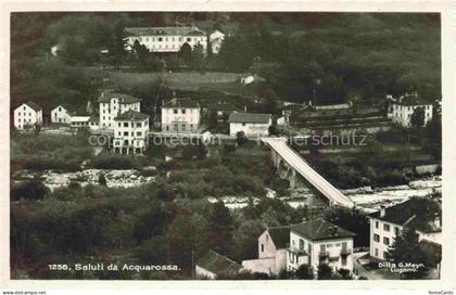 Acquarossa Blenio TI Bruecke Fluss Dorf Gebaeude Berge Felder