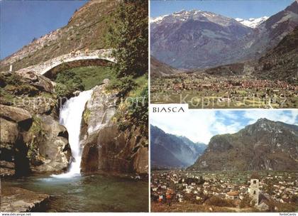 Biasca Bruecke Wasserfall Totalansicht