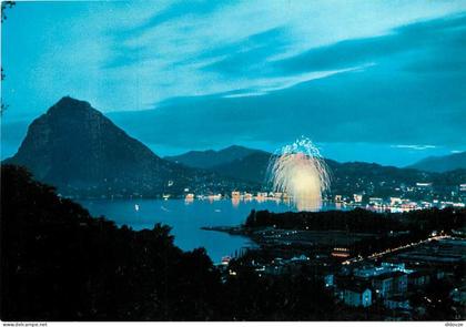 Carte Postale - Suisse - TI Tessin - Lugano - notte - Vue de Nuit - Feu d'artifices - CPM - Carte Neuve - Voir Scans Rec
