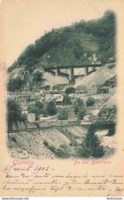 Giornico Leventina TI Die drei Bahnlinien