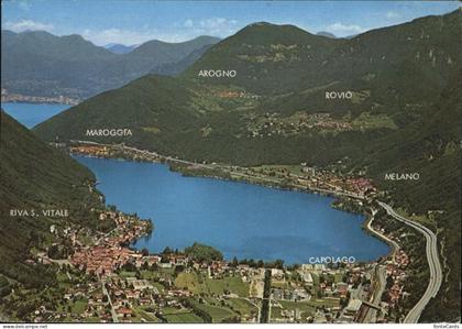 Melano mit Umgebung am Luganer See Fliegeraufnahme