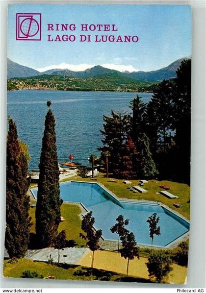 6816 Bissone 1969 Foto AK Hotel Ring Hotel Schwimmbad - 38256135