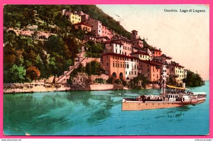 Gandria - Lago di Lugano - Bateau à vapeur - PHOTOCHROMO LUGANO - Oblit. Café Restaurant Schonfels - 1919