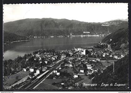 AK Maroggia /Lago di Lugano, Gesamtansicht mit Melide und Carona aus der Vogelschau