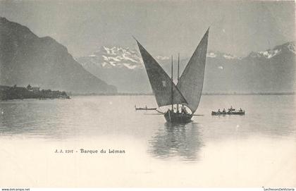 [-15%] SUISSE - Barque du Léman - bateaux - animé - Julien frères édit Photo Genève - Carte Postale Ancienne