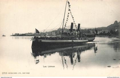 [-5%] SUISSE - Lac Léman - Péniche - Bateau - Vapeur - Transport - Rivière - Ed Burgy - Animé - Carte postale ancienne