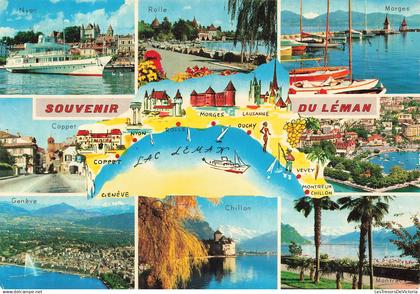 [-5%] SUISSE - Souvenir du Léman - Nyon - Rolle - Morges - Genève - Coppet - Chillon - Montreux - Carte Postale