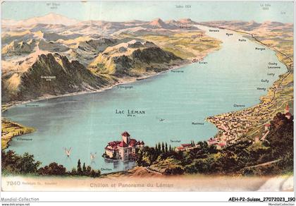 AEHP2-0189- SUISSE - LAC LEMAN - CHILLON ET PANORAMA DU LEMAN