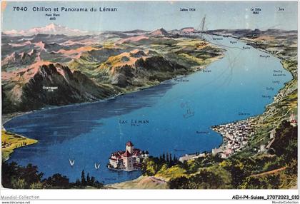 AEHP4-0277- SUISSE - LAC LEMAN - CHILLON ET PANORAMA DU LEMAN