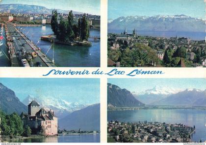 SUISSE - Lac Leman - Genève - Lausanne - Château de Chillon - Montreux - multivues - pont - Carte Postale