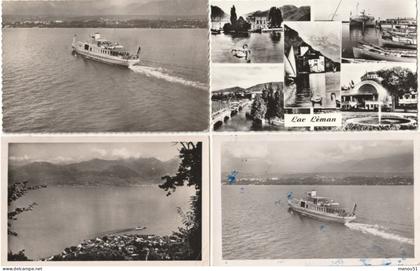 SUISSE - Lac Léman - Lot de 4 CPSM