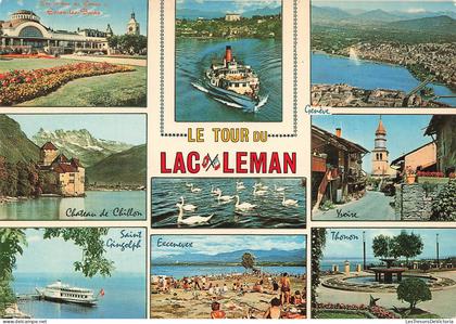 SUISSE - Tour du Lac Lemon - Multivues - Château de Chillon - Genève - Yvoire - St Gingolph - Excenevex - Carte postale