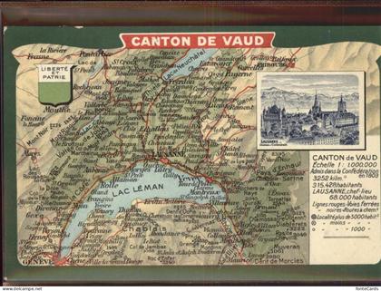Montreux VD Canton de Vaud Lac Leman Lac de Neuchatel uebersichtskarte