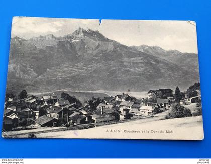1909-CPA J.J.N°8274 Chesières & La dent du midi situé dans le Chablais valaisan,canton du Valais,=>SUISSE Carte Postale