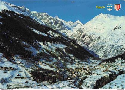 Walliser Fiescherhoerner Fieschertal Finsteraarhorn Oberaarhorn Winter Schnee Be