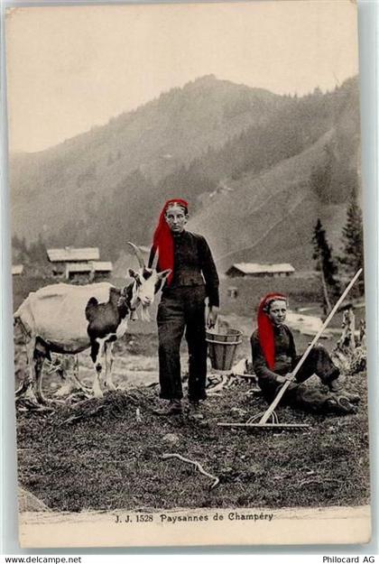 1874 Champéry - Bäuerinnen mit Ziege - 10601720