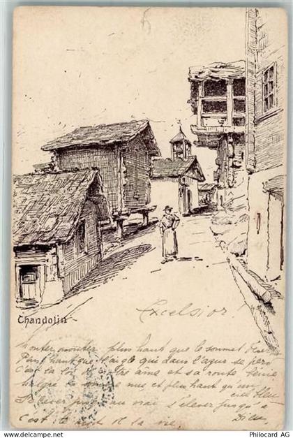 3961 Chandolin 1910 Künstlerkarte Alte Chalets - 10585723