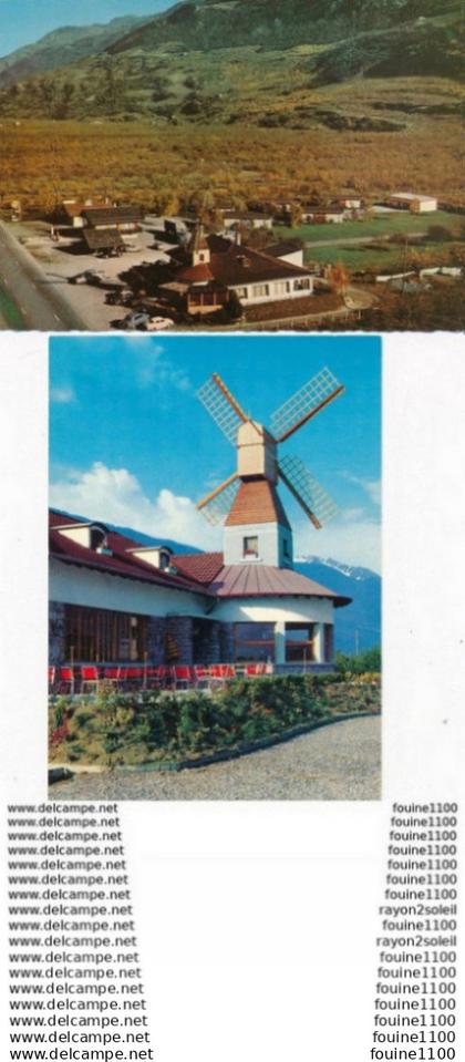 lot de 2 cartes du restaurant mon moulin charrat  valais ( format 15 x 10,5 cm  ) ( recto verso )