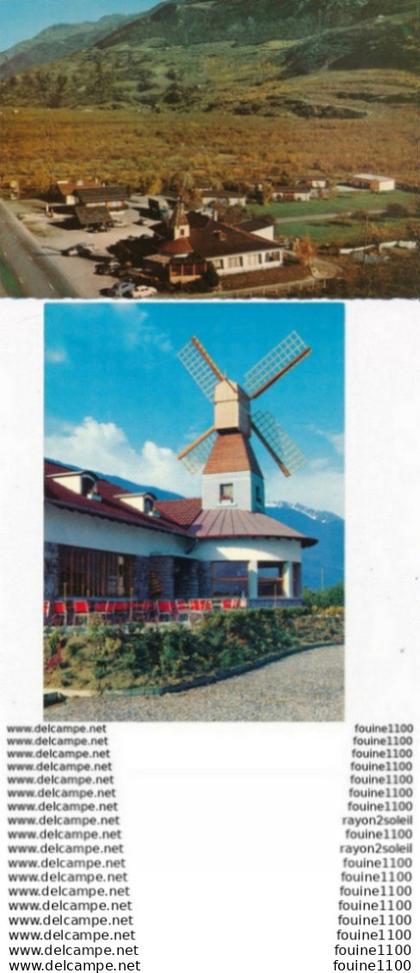 lot de 2 cartes du restaurant mon moulin charrat  valais ( format 15 x 10,5 cm  ) ( recto verso )