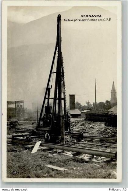 1904 Vernayaz Foto AK Eisenbahn Baustelle - 13551810