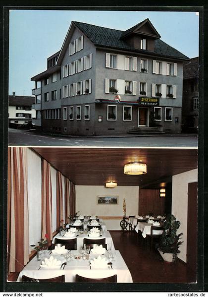 AK Unterägeri, Hotel-Restaurant Aegerihof mit Innenansicht