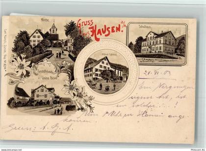 8915 Hausen am Albis 1903 BOAKC Gasthaus Löwen Geschäftshaus Bickel Lith... - 13700460