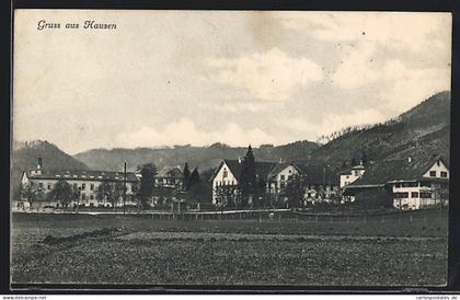 AK Hausen am Albis, Ortspanorama von einem Feld aus