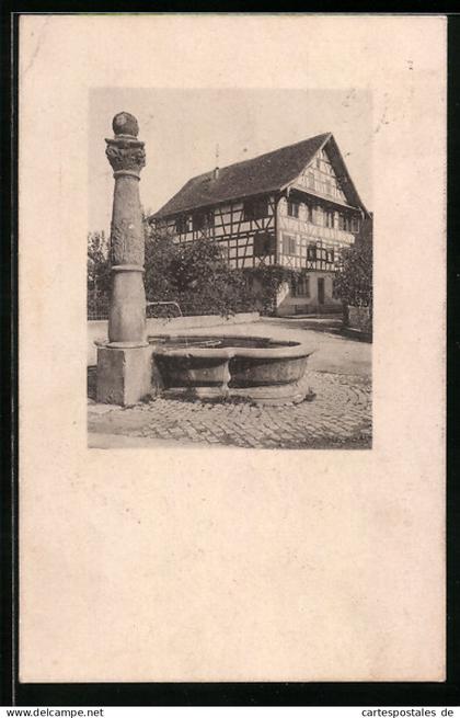 AK Marthalen, Gasthaus zum Rössli mit Brunnen