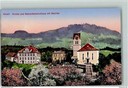8340 Hinwil - Die Kirche u. das Sekundarschulhaus mit Bachtel - 13095727