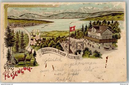 8135 Langnau am Albis 1899 Gebrauchsspuren Gasthaus Pension Felsenegg Li... - 13663505