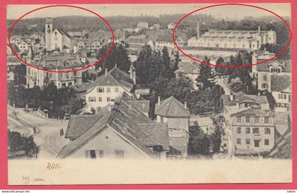 Rüti - ZH Zürich  - Suisse : Vue ensemble - Eglise - Usines -  / Philathélie - Intéressant Cachet de " RÜTI " 1909.