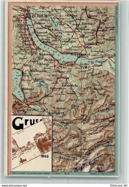 8000 Zürich - Landkarte Zürich Zürichersee - 13109536