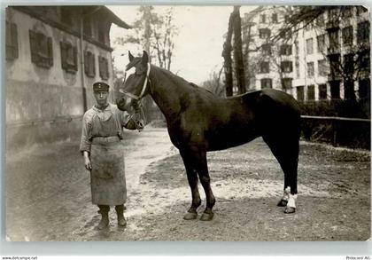 8000 Zürich Privatfoto AK Soldat mit Pferd Feldpost Kaserne ZH - 10591631