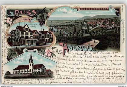 8049 Höngg 1900 Lithographie Kirche Straßenbahn - 52020458