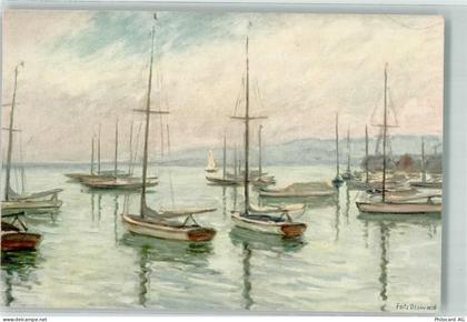 Zürichsee Künstlerkarte sign. Osswald Am Alpenquai - 39700125