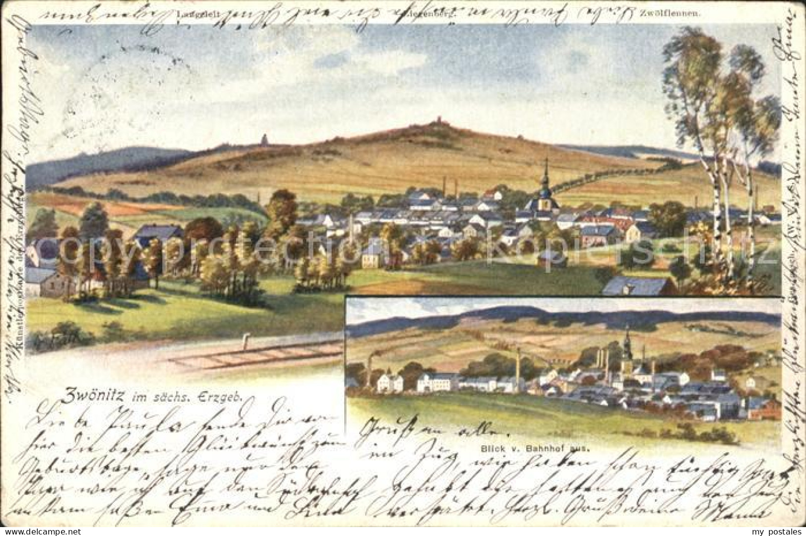 Zwoenitz Panorama Blick vom Bahnhof
