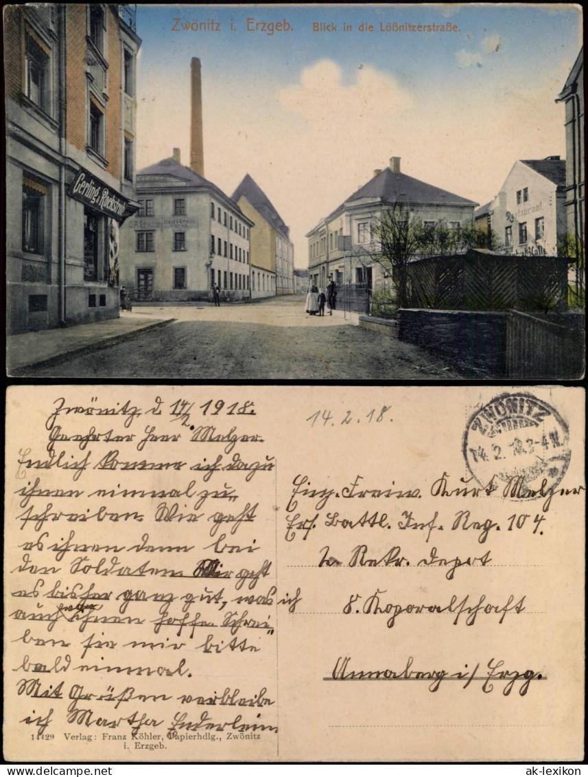 Zwönitz (Erzgebirge) Erzgebirge Lößnitzerstraße - Fabrik 1918
